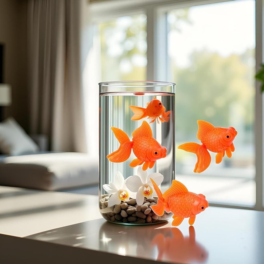 3 Pcs Orange Fake Floating Fishes Plastic Fake Goldfish Artificial Aquarium Fishes Colorful Realistic Artificial Moving Fish Ornament Decorations,