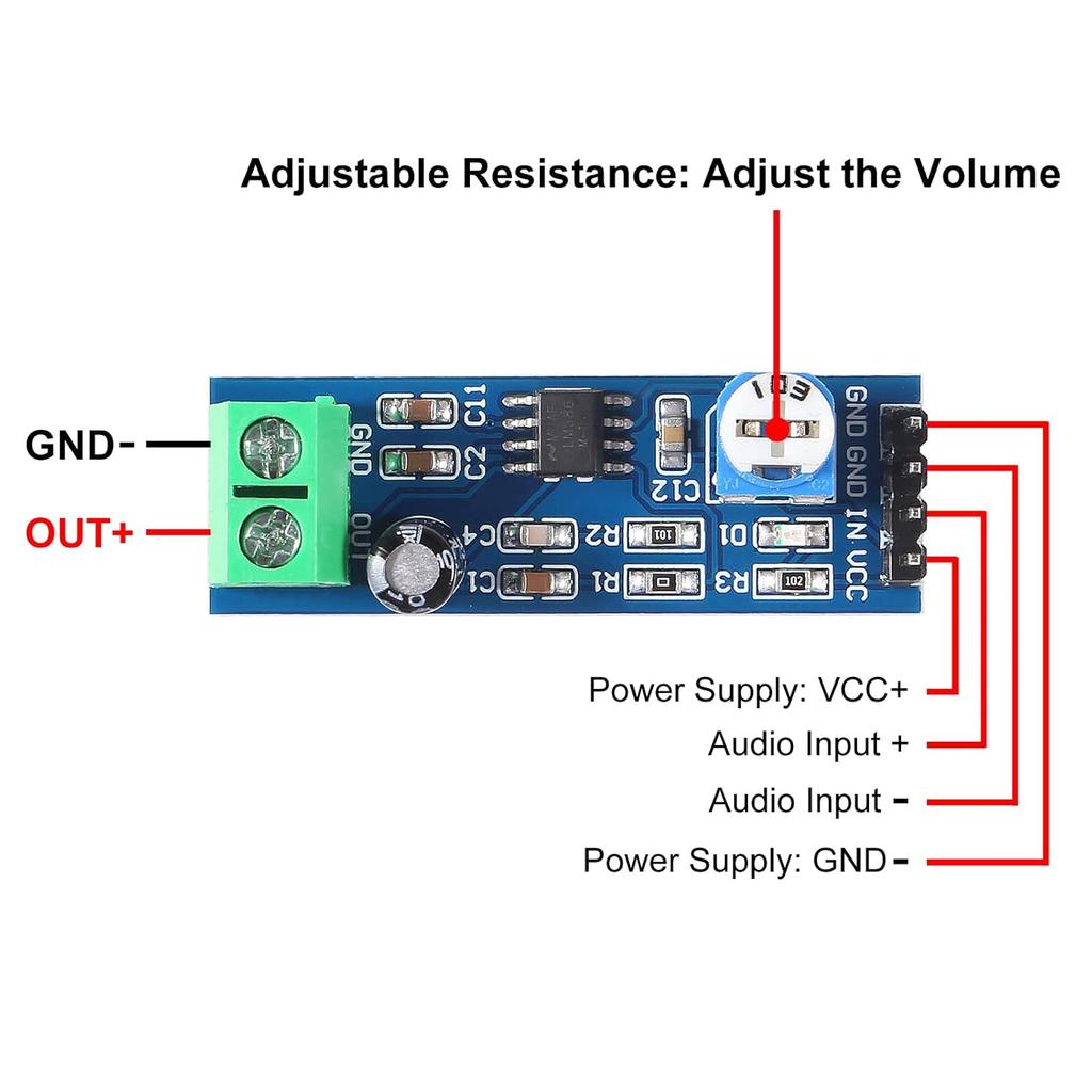 10Pcs Audio Amplifier Module Mini LM386 Mono Power AMP Module 200 Times Gain Amplifier Board Mono Power Amplifier HiFi DIY