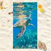Deep Ocean Sea Turtle Beach Towel, Realistic Underwater Print Quick-Dry Towel