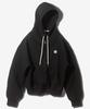 Fanshow Symbol Over Fit Fleece-Lined Hooded Zipup - Black