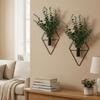 2PCS Iron Rhombus Hanging Flower Vase Decorative Wall Mount Flower Vase  Home Decor