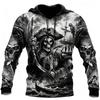 Men's Skeleton Pirate Ship Parrot Full Print Hoodie Drawstring Pocket Vintage Gothic Street Fashion Pullover Tops
