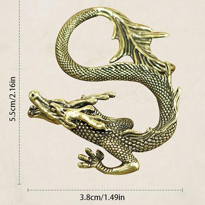 Estatua de dragón de bestia china, adornos de estatuilla de bronce, Animal mítico de cobre antiguo, colección de artesanías para decoración del hogar en miniatura