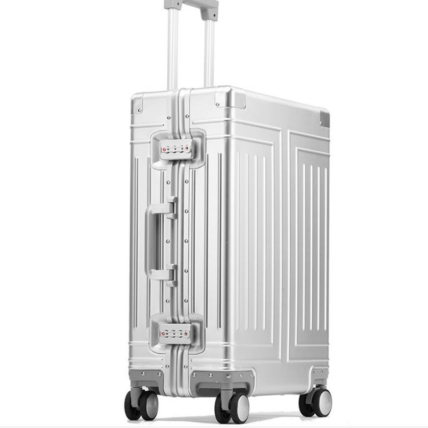 Manai Aluminum-Magnesium Alloy Trolley with Universal Wheels, Metal Luggage for Men, Women, Students, and Business Travel