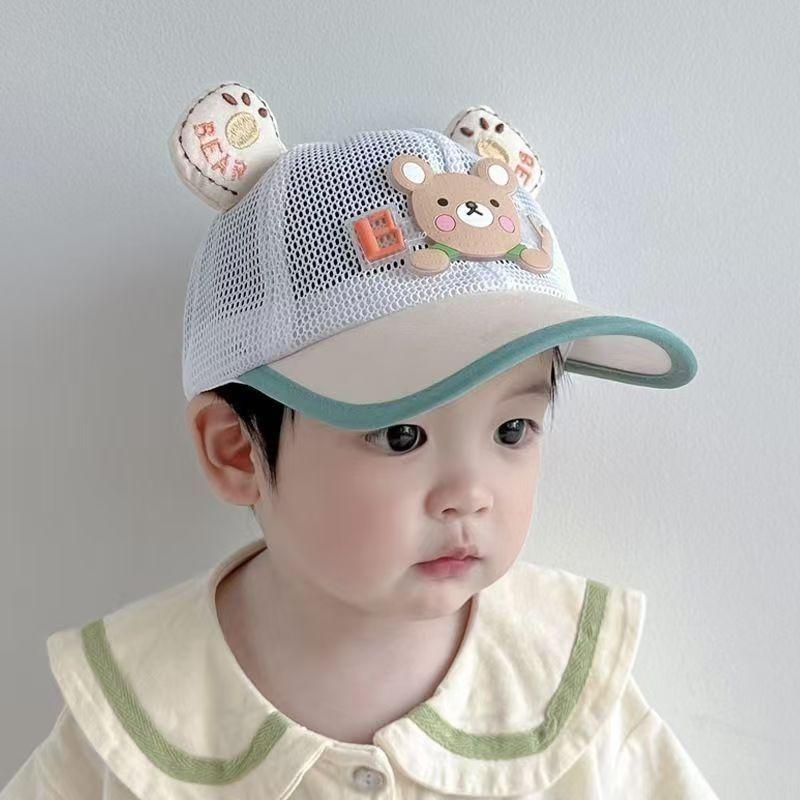 2026 Summer Toddler Mesh Baseball Cap Cute Bear Lightweight Sun Hat for Kids 1-5 Years