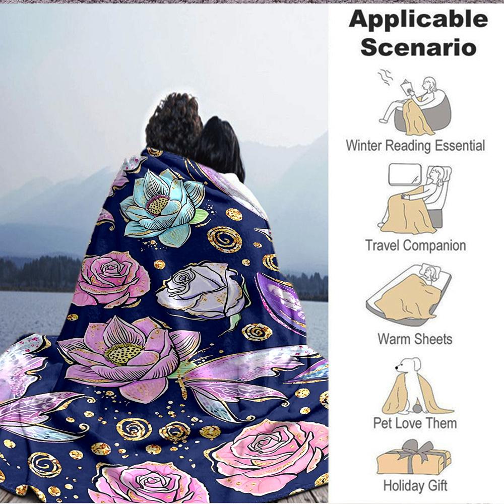 1 manta ligera de franela Floral Fantasy, manta cómoda y cálida, para oficina y camping, sofá cama, sala de estar115