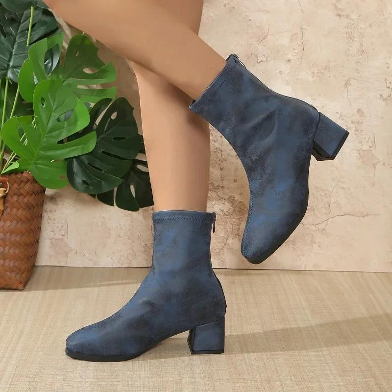 Fashion 2024 High Quality Women's Shoes Ankle Women's Boots Fashion Back Zip Modern Boots Women Hot Sale Plus Size Shoes for Women