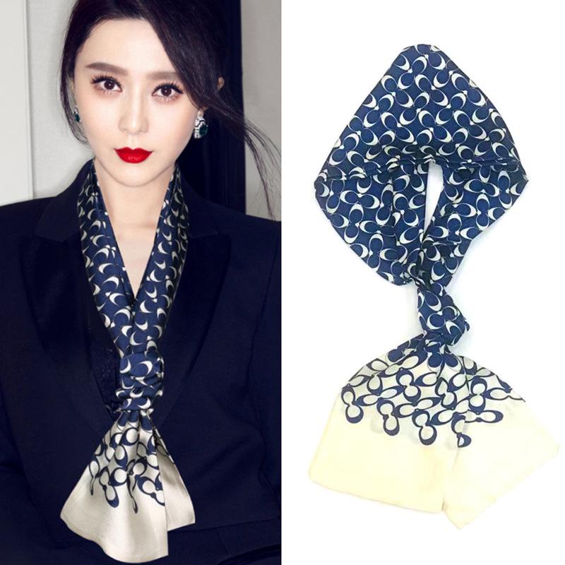 Narrow Silk Scarf, Women'S Streamer, Hair Accessories, Tied Bag, Small Scarf, Printed Headband, Silk Long Silk Scarf.