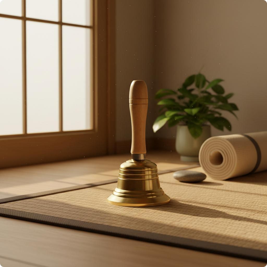 Wooden Handle Bell Polished Finish Brass Hand Bell Music Accessory Sturdy Cue Tool Easy to Clean for Classroom