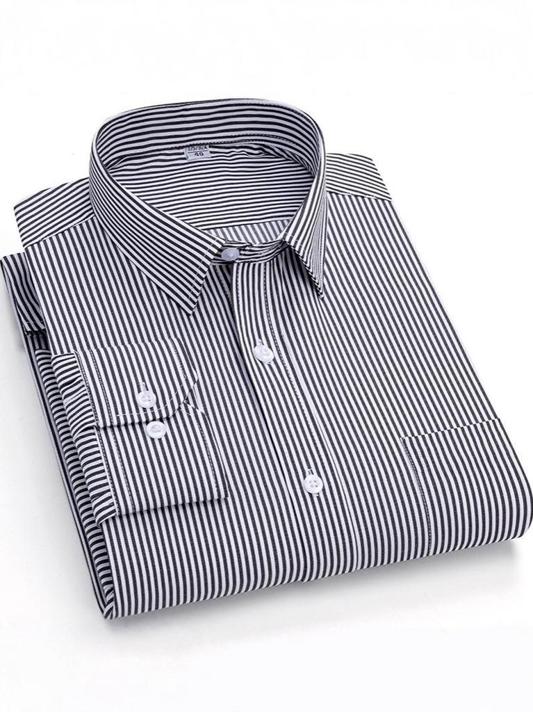 Men's Autumn Striped Business Casual Long-Sleeve Shirt