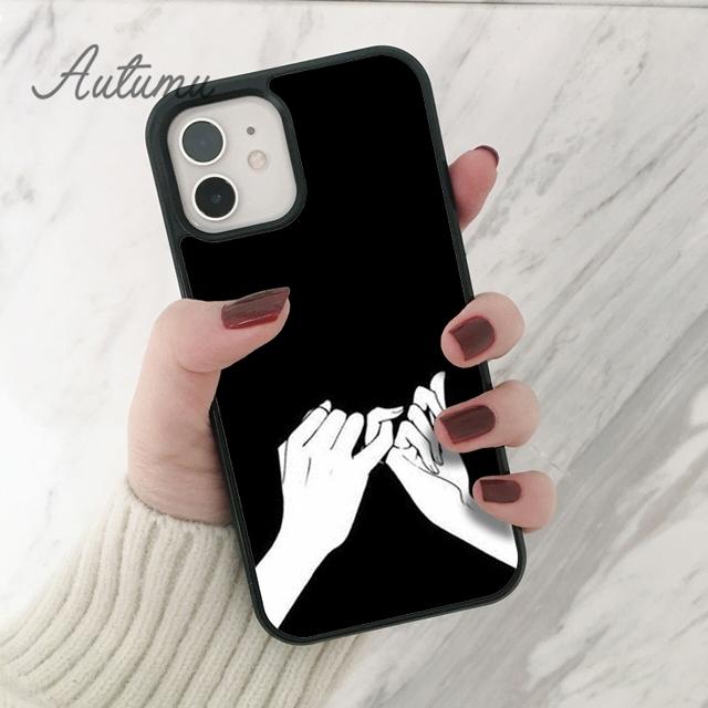 Minimalista vonal páros kéz Telefon Tok iPhone 11 12 13 14 Pro Max mini X XR XS SE 2020 6S 7 8 Plus Samsung S21 S22 héj