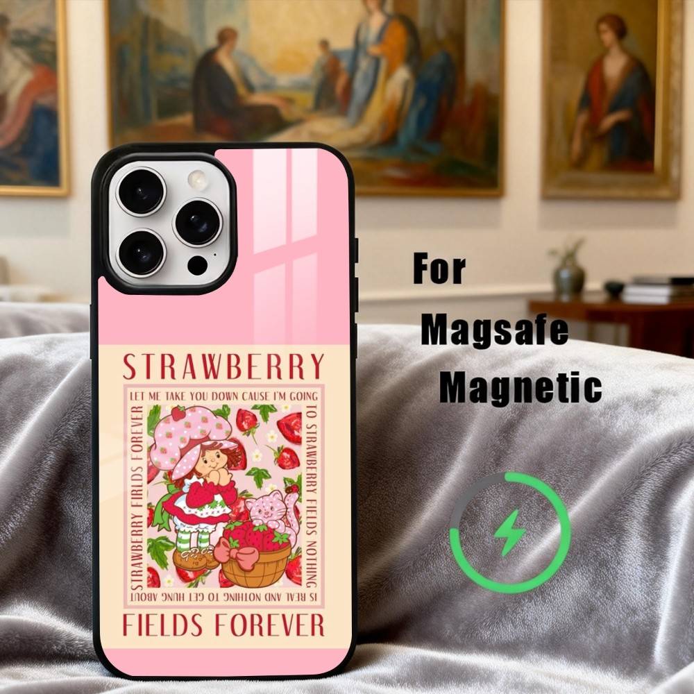 S-StrawberryS Vintage S-Shortcake Phone Case For iPhone17,16,15,14,13,12,11 Plus,Pro Max Magnetic For Magsafe Wireless Charging
