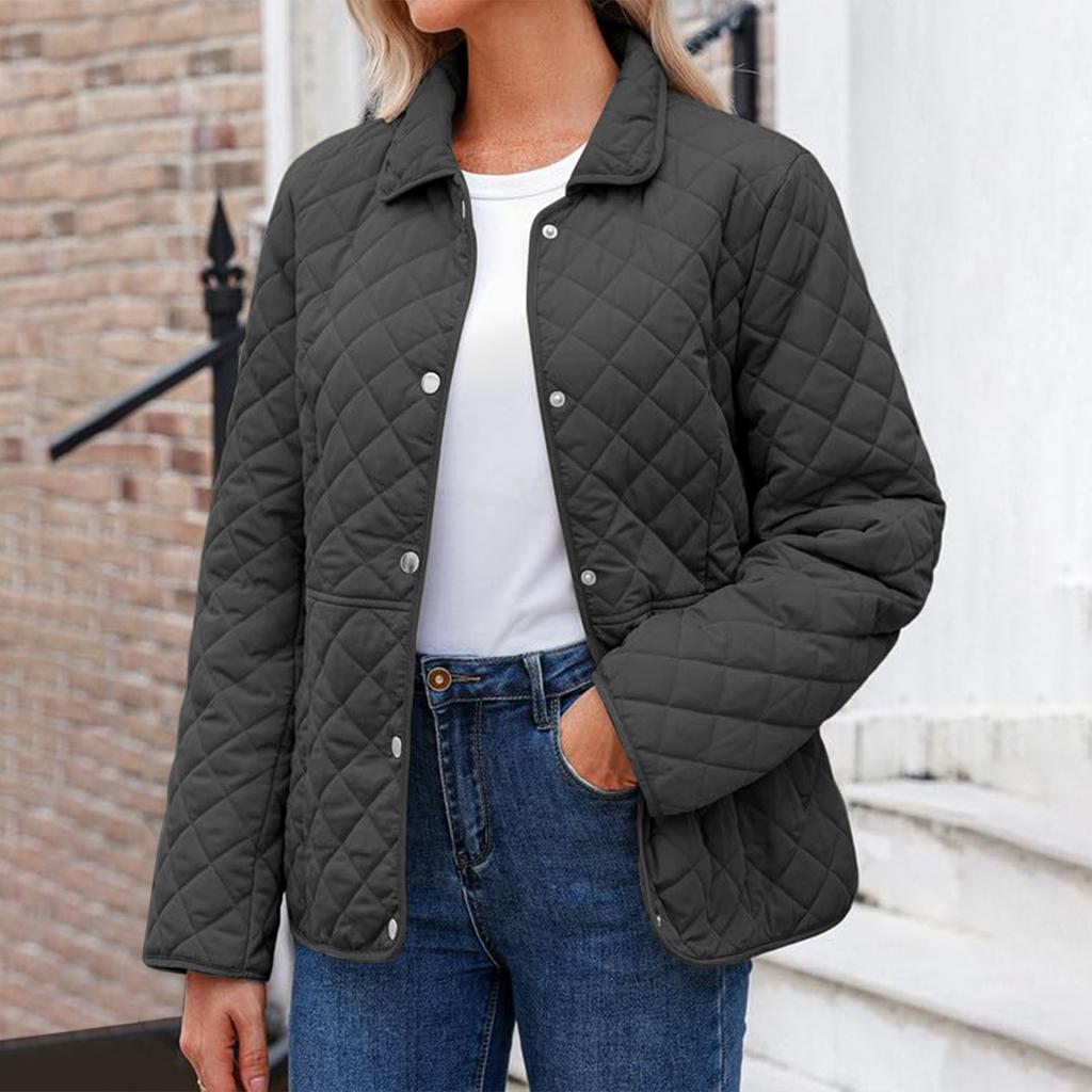 Women's Fashionable Color Long Sleeved Buttoned Pocket Casual Lightweight Cotton Jacket