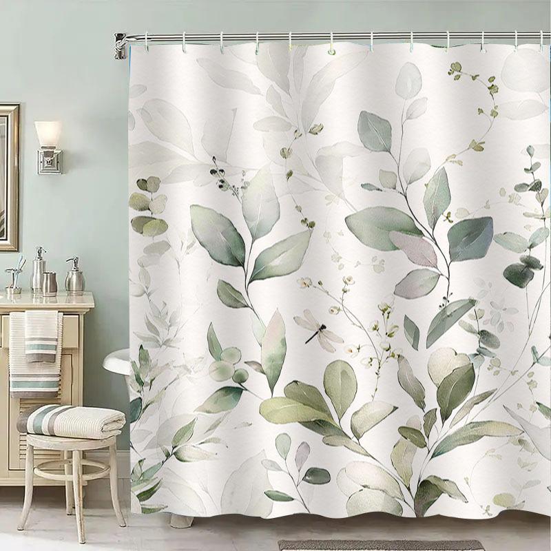 2D Flat, JIT1pcs Simple Flower Pattern 2D Flat Shower Curtain, High-end Elegant Bathroom Curtain Shower Curtain, Shower Curtain