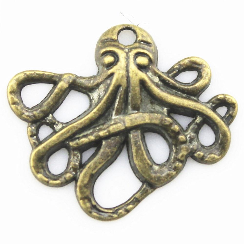 

10шт Маленький осьминог Шармы Шармы Античная бронза Цвет Цинковый сплав 23X20mm