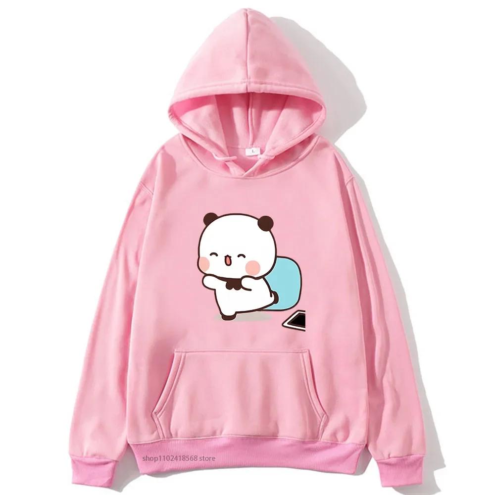 Cute Dudu Is Welcome Home Bubu Hoodies for Women Cute Panda Bears Sweatshirts Couple Clothes Men Kawaii Girls Pullover