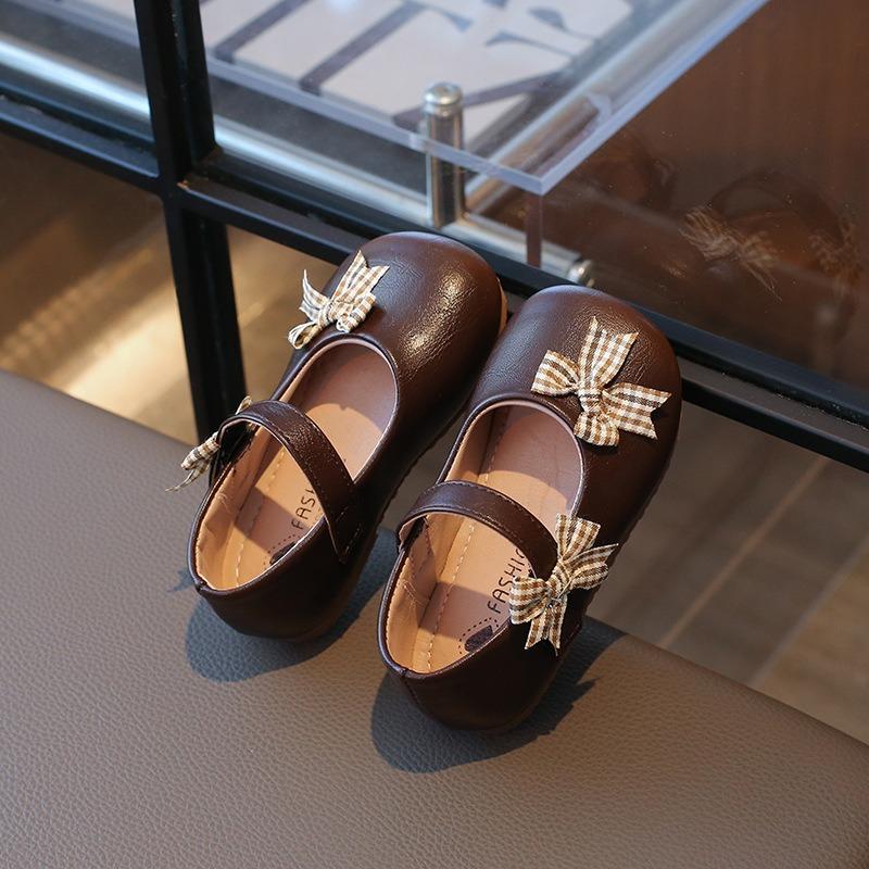 Cute Bowknot Girls' Leather Shoes | Fashionable Baby Princess Flats, Simple Casual Footwear for Toddlers Wedding Shoes