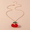 Aihua Neue Süße Goldfarbe Rote Kirsche Anhänger Halskette Für Frauen Persönlichkeit Halskette Hochzeits Schmuck Geburtstags Geschenke