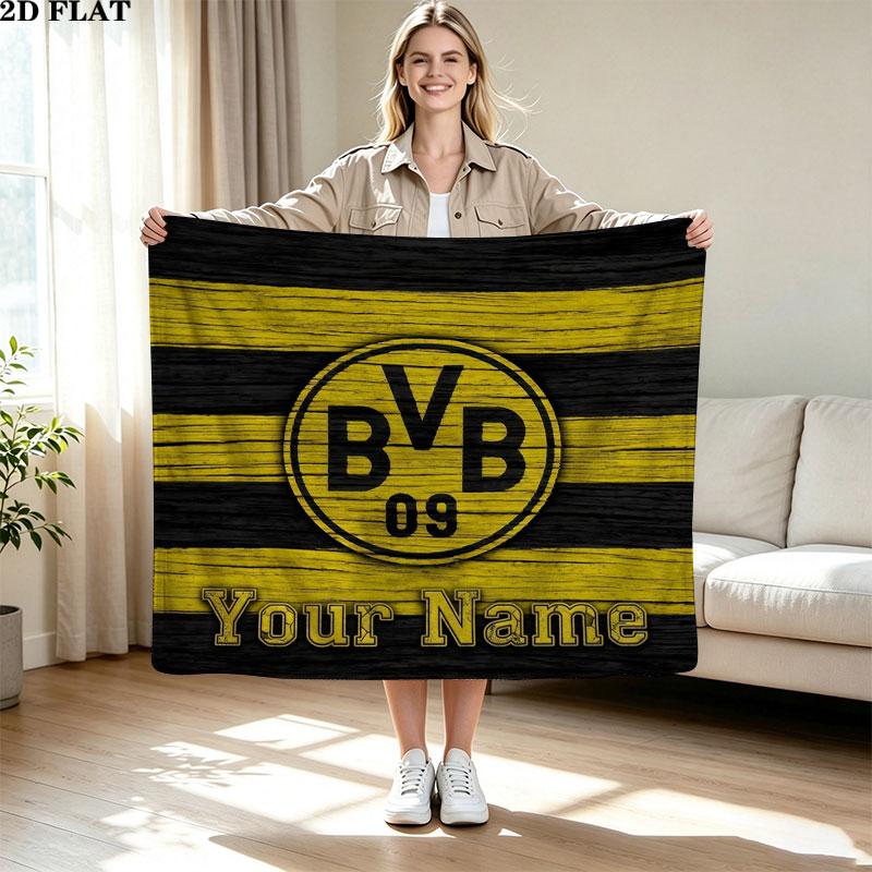 1PC Borussia Custom Name Patterned Flannel Blanket Suitable For All Seasons for Home Decor Warmth and Comfort Gifts Holiday Present