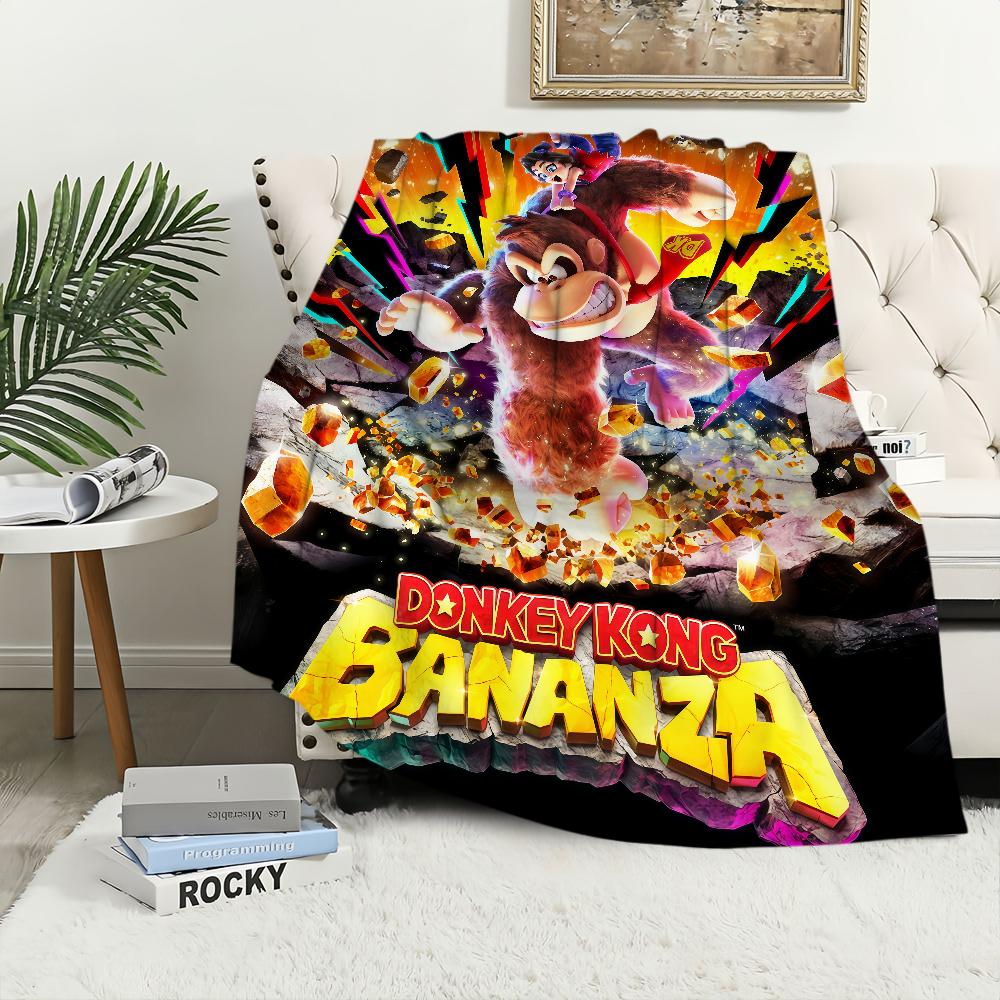 Scimmia cartone animato divertente D-Donkey Kong B-Bananza Flanella calda comfort morbida coperta in peluche per divano soggiorno camera da letto viaggio regalo