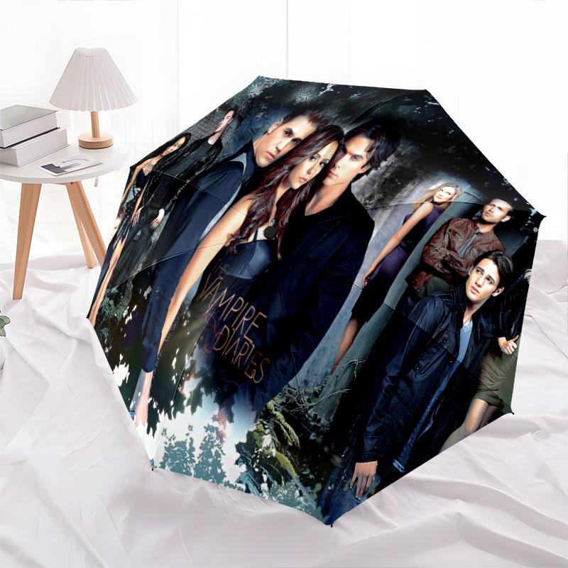 1PC Vampire Diaries Series Automatic Umbrella - Suitable Travel Outdoor Portable Umbrella Birthday Gift Daily Essentials