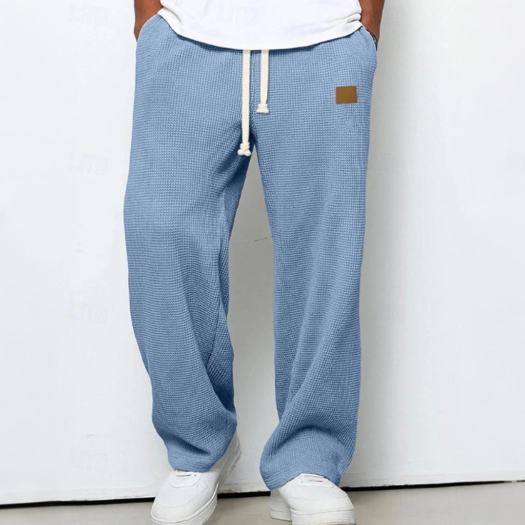 Men's Straight Wide Leg Knit Sweatpants Casual Versatile Pants for Everyday Wear