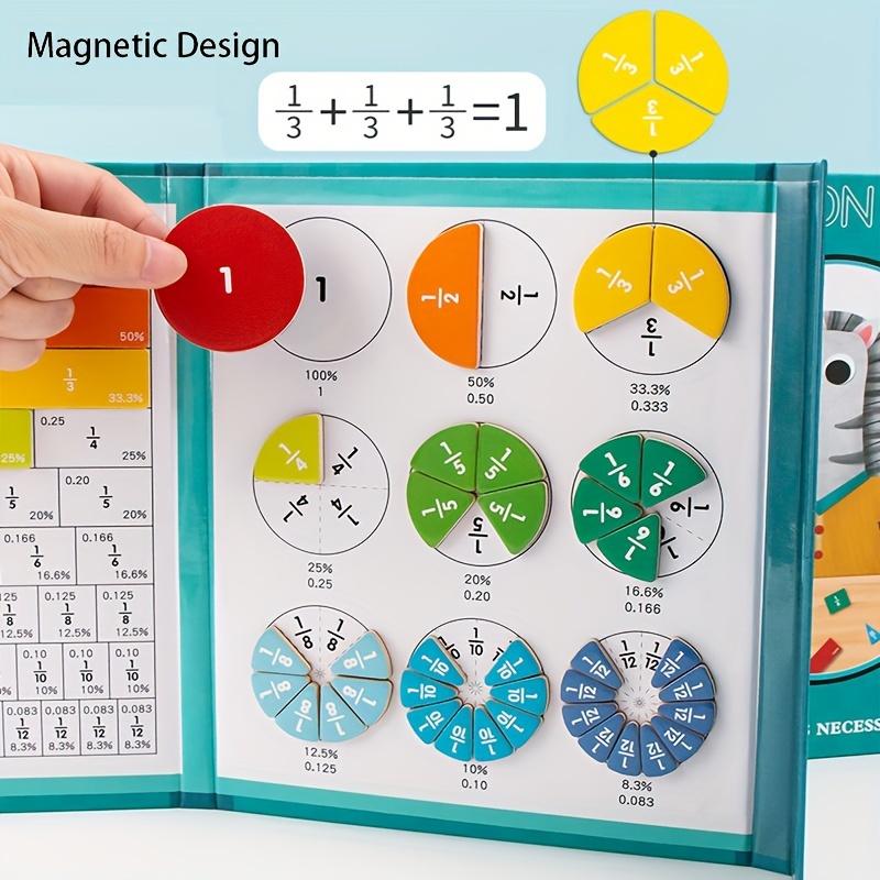 Children Magnetic Fraction Learning Math Toys Wooden Fraction Book Set Parish Teaching Aids Arithmetic Learning Educational Toys