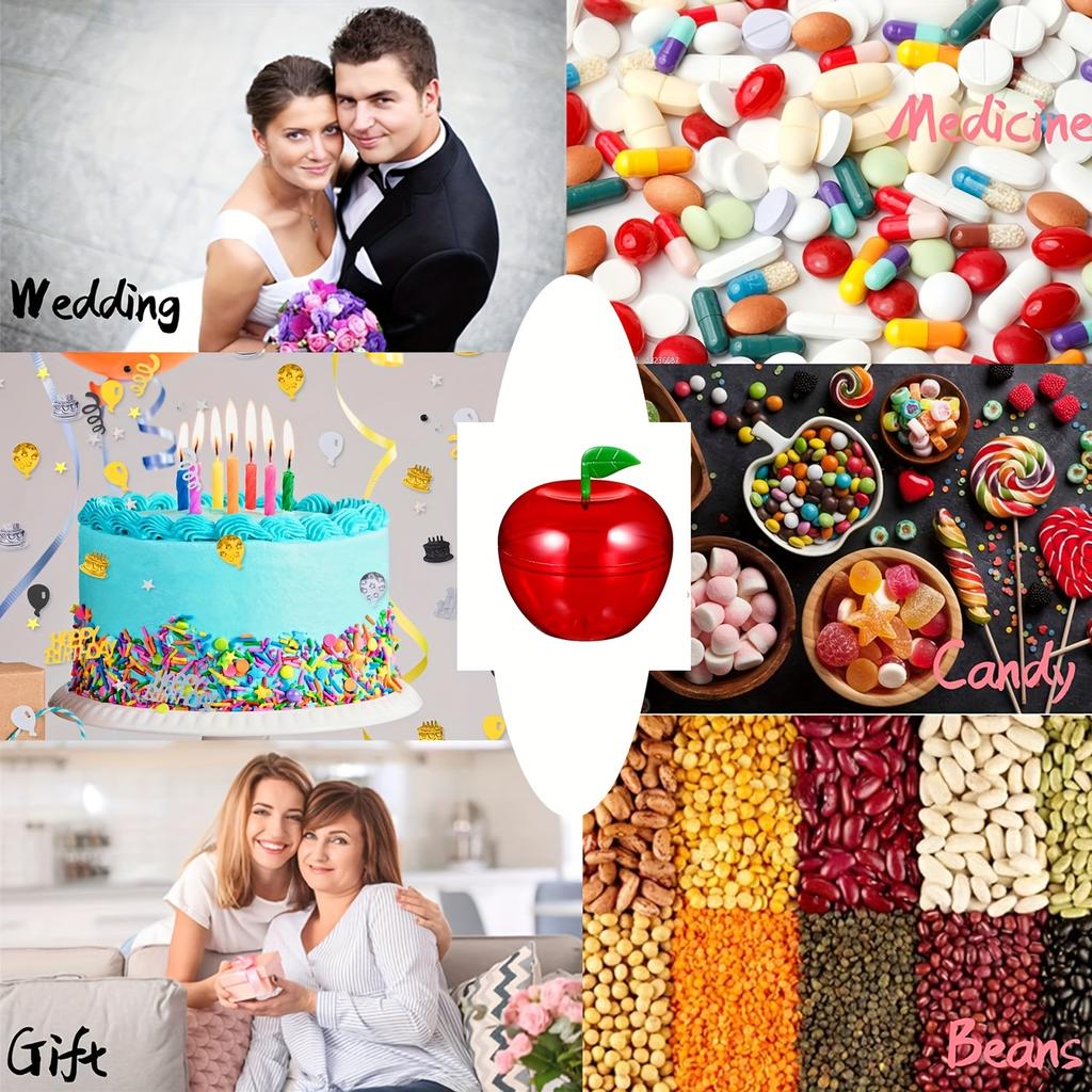 6 Pcs Plastic Apple Containers Valentine's Day Candy Boxes Christmas Wedding Party Gifts for Friends Cosmetic Candy Pill Storage