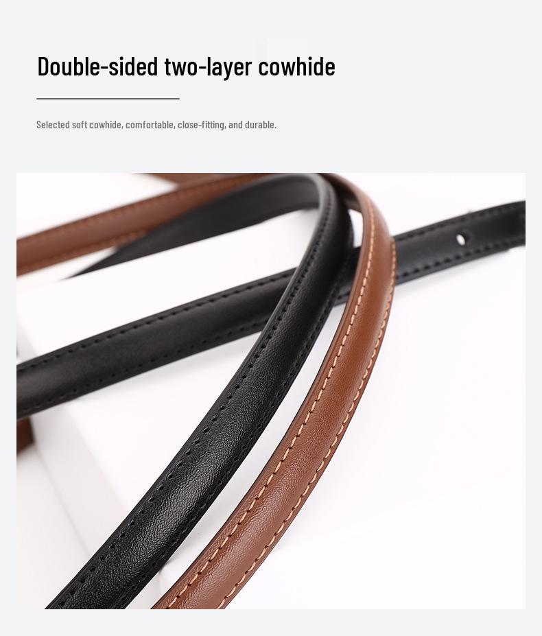 Women's Genuine Cowhide Leather Striped Dress Belt - Versatile & High-End Accessory