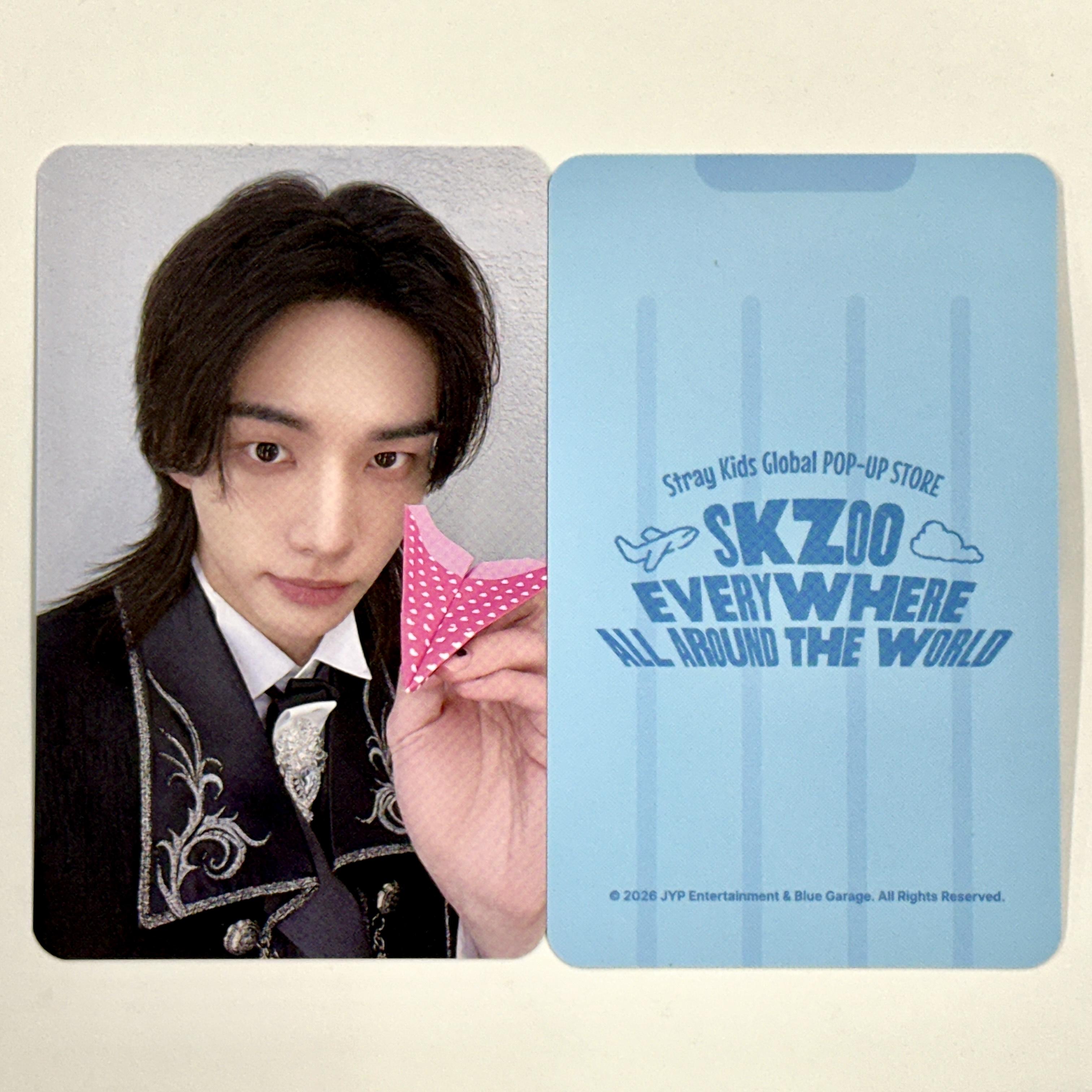 Stray Kids SKZOO Везде По всему миру Специальная фотокарточка для ФАНАТОВ Hyunjin gray
