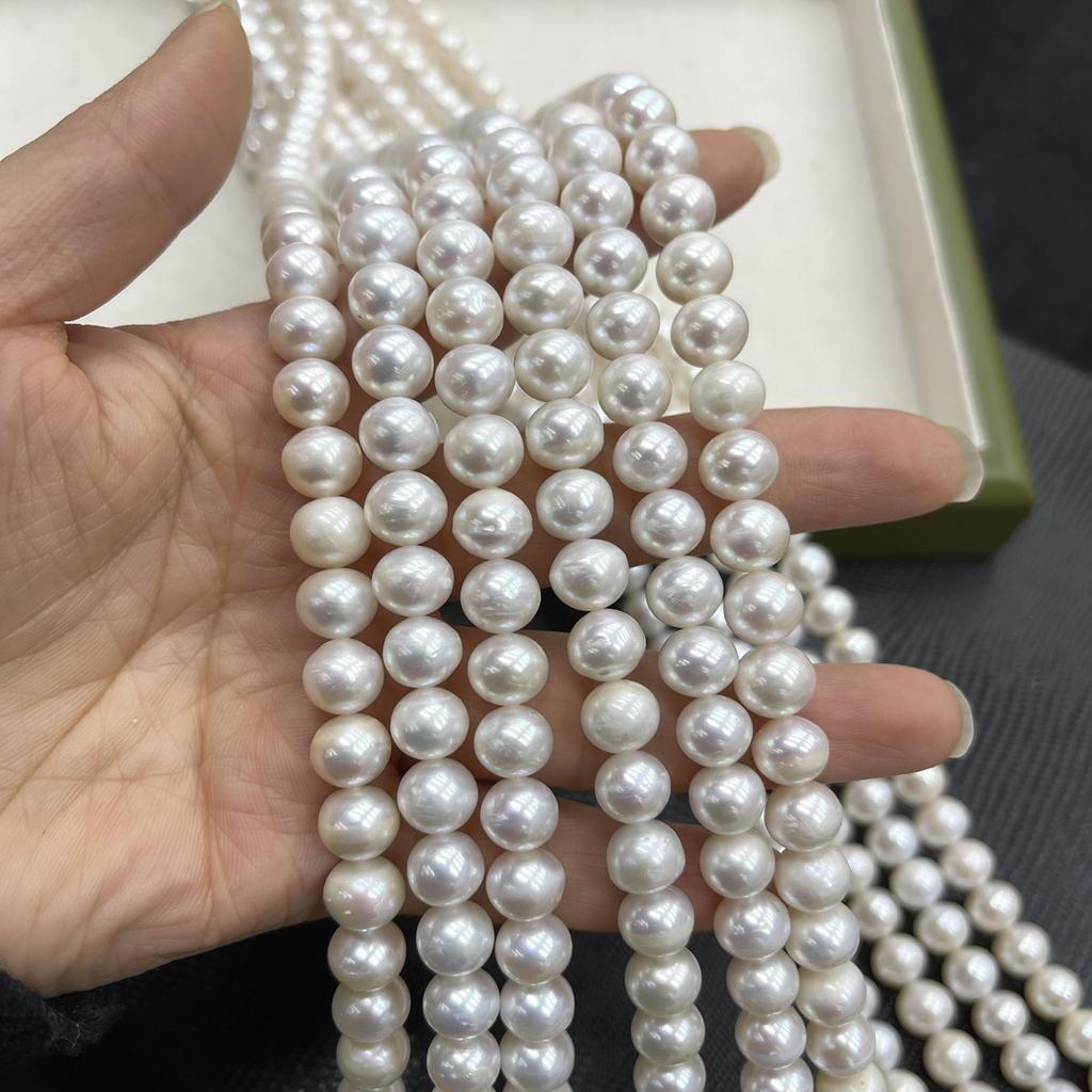 1String, White Natural Freshwater Pearls, Edison Pearls Beads, 9-11mm, for DIY Necklace Bracelet Accessories, Jewelry Making, Mother's Day Gifts, 36cm