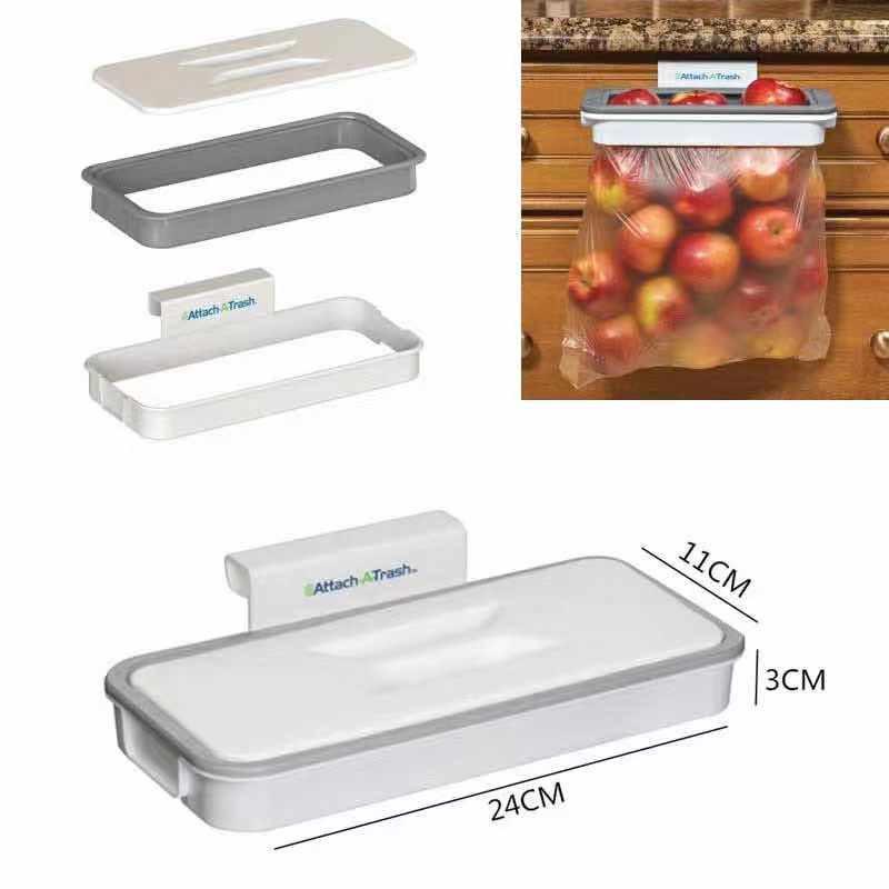 Attach-A-Trash: Cabinet Door Hanging Kitchen Garbage Rack