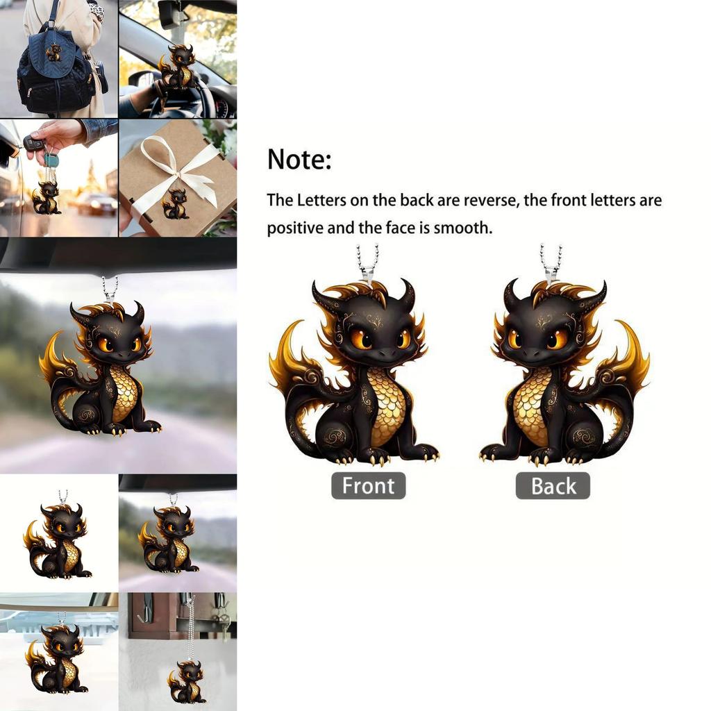 Eye-catching Black Dragon Acrylic Car Charm For Creative Interior Design