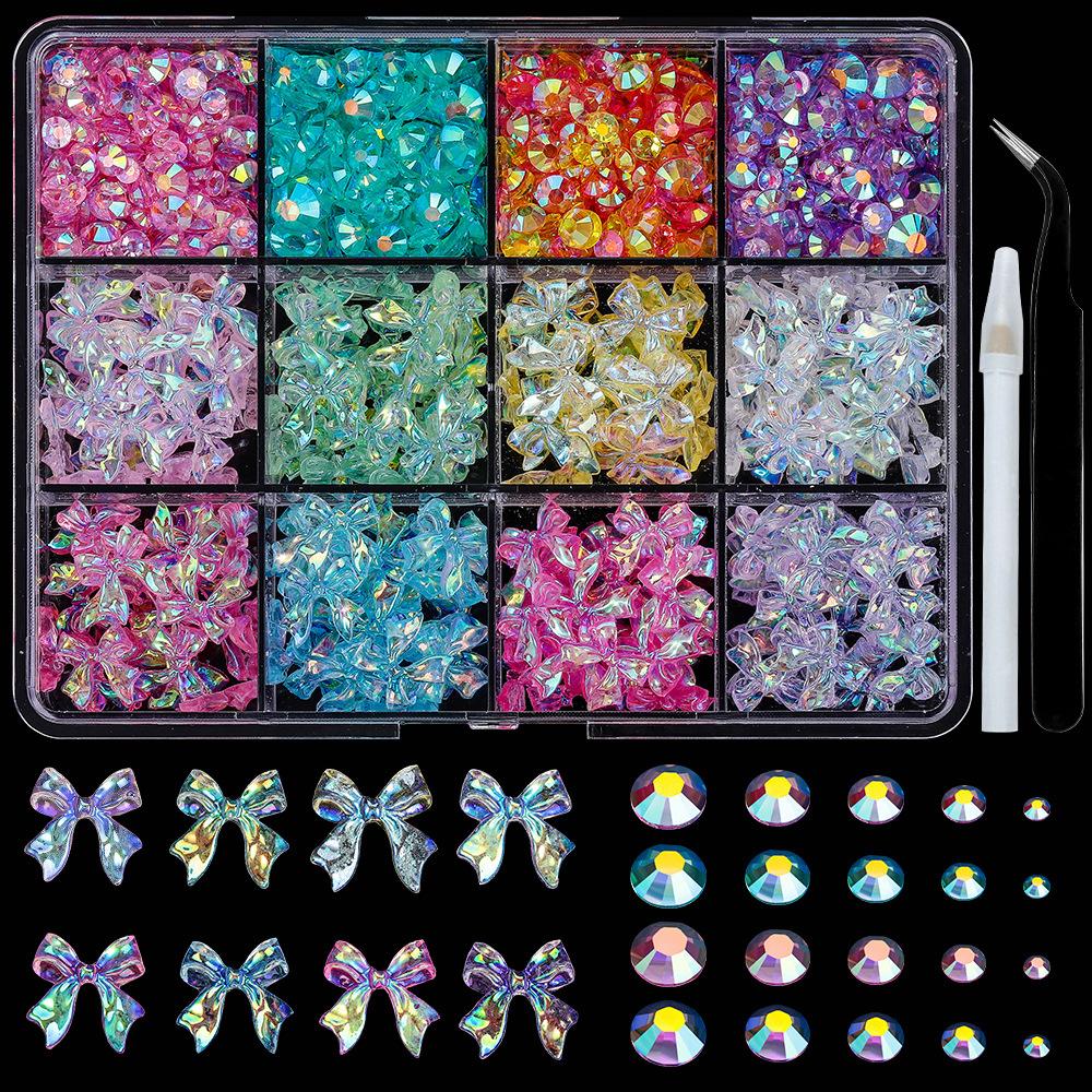 

Набор из 12 сеток, микс украшений для нейл-арта в виде бантов, украшения из смолы своими руками, микс украшений для нейл-арта с цветным жемчугом.