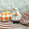 Cartoon Ghost Hold Pumpkin Sculpture Mini Resin Ghost Ornament Halloween Ghost Figurine  Desktop