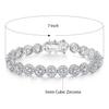 Hip Hop Luxury Brass 18K Gold Plated 5mm Round Cubic Zirconia Shiny Diamond Charm Bracelet Unisex Jewelry