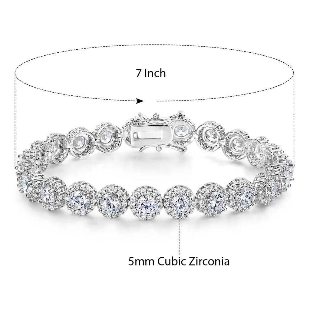 Hip Hop Luxury Brass 18K Gold Plated 5mm Round Cubic Zirconia Shiny Diamond Charm Bracelet Unisex Jewelry