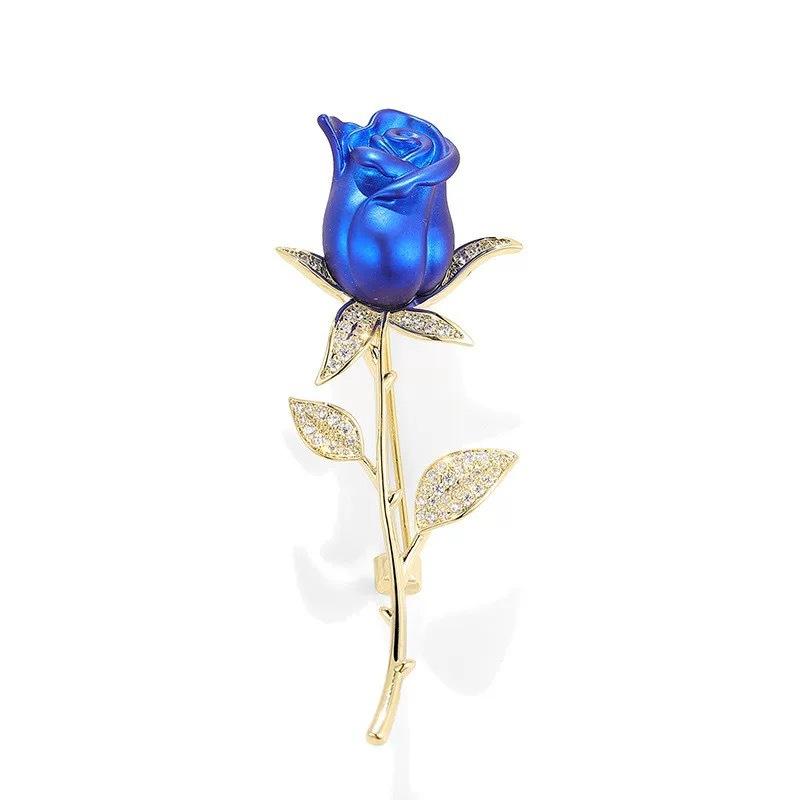 Premium Red Rose Brooch Premium Pin Plant Blue Floral Accessories Jacket Dress Neckline Corsage