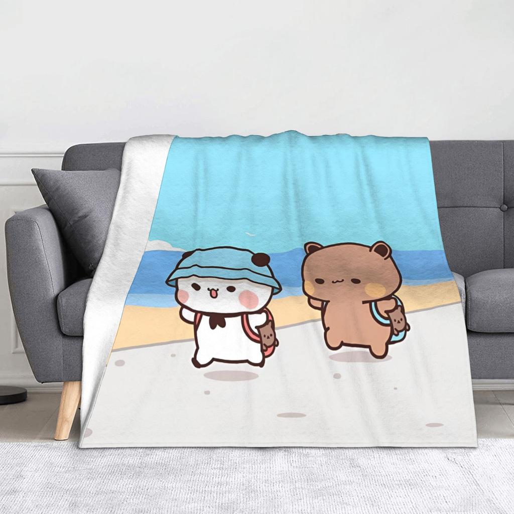 Cartoon Bubu Dudu Panda Bear Blankets Flannel Spring Autumn Portable Lightweight Throw Blanket for Home Couch Bedding Throws