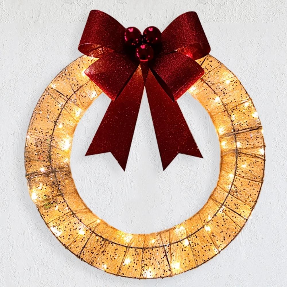 

Christmas Doorplate Garland Festival Celebration LED Warm Light Door Wreath Party Supplies Scene Layout for Home Restaurant Shop
