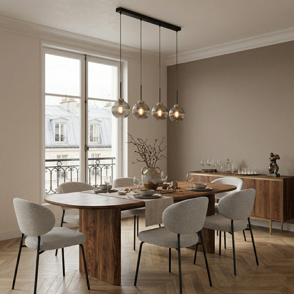 Lampa wisząca sufitowa zwis listwa nad stół do kuchni klosz grafit 4xe27 pion 15-021