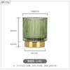 Versatile Green Glass Storage Bucket with Gold Trim and Stripe Design Perfect for Makeup Pens and Flower Arrangements