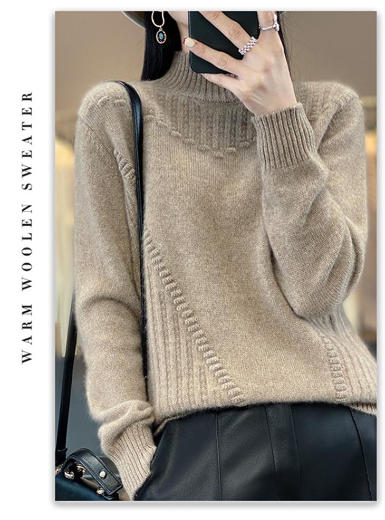 Women's Thickened Short Sweater with Half-High Collar - Cozy Cashmere Blend, Loose Fit, Long Sleeve, Winter Base Layer, Lazy Style.