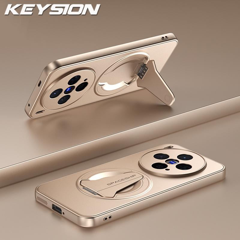 KEYSION Magnetische Handyhülle für VIVO X300 Pro 5G Metalllack Silikon+PC Aufstellbarer Ständer Stoßfeste Hülle für VIVO X300 Pro