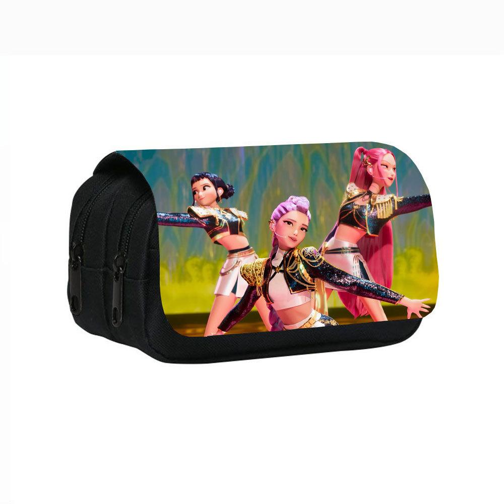 Demon Hunters Student Pencil Case for Girl Office School Pen Bag Cartoon Stationery Holder