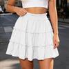 Women's High Waist Skirt with Built-in Shorts Color Ruffle Hem Casual Summer Skirt