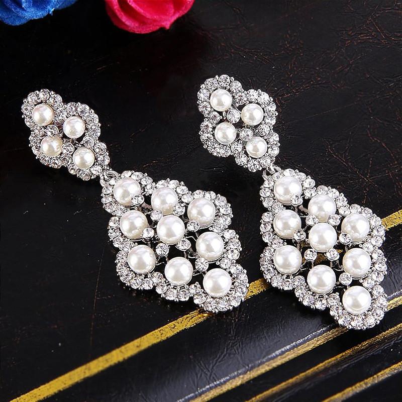 925 Sterling Silver Pearl Pendant Earrings Aesthetic Lady Wedding Jewelry with Bright Zirconia Gorgeous Graceful Accessories