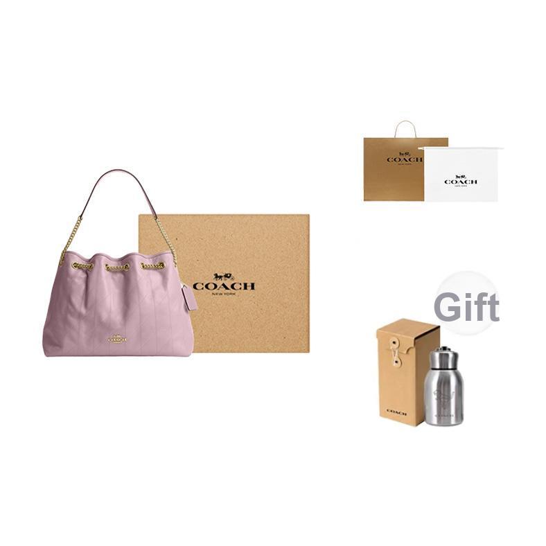 Coach Evelyn 34 Quilted Detail Leather Tote Shoulder Bag Large Women bags Carnation CDR00-IMORP