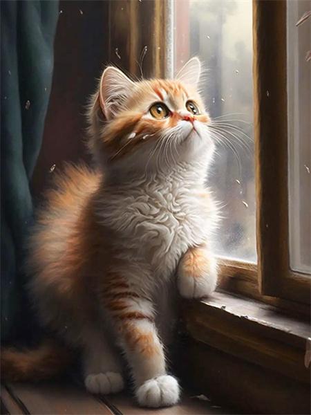 5D Diamond Painting Cat Full Round Mosaic Embroidery Animal Handmade Gift Home Decor