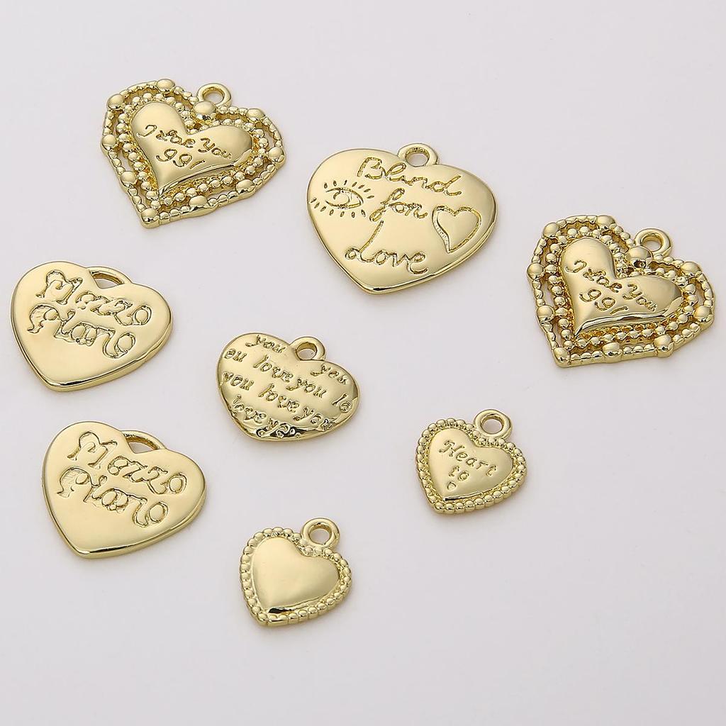 1pc Brass Embossed Heart Charms Lovely Pendnat for Earring Necklace Bracelet Jewelry Making